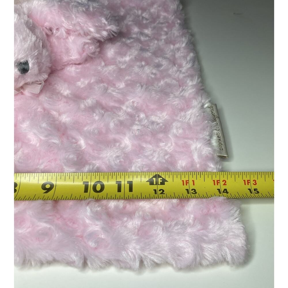 Blankets & Beyond Pink Bunny Lovey Nunu Rosette Swirl Plush Baby Blanket NWT - Picture 8 of 9